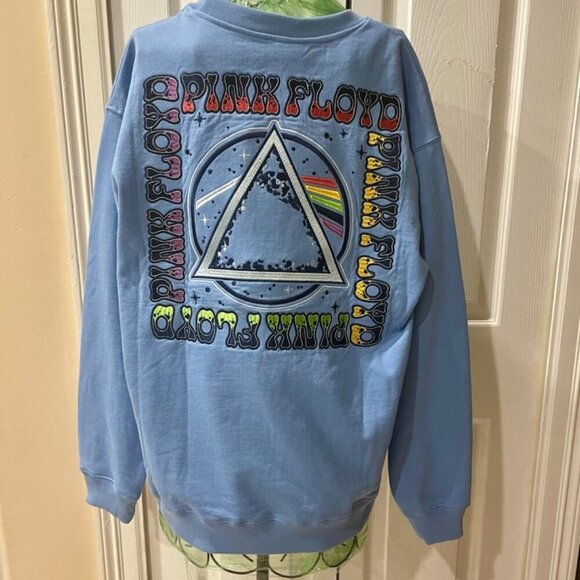 PINK FLOYD EMBROIDERED SWEATSHIRT ROCK PSYCHEDELIA 60’ PRISM RAINBOW BEAM Sz M - Picture 14 of 14